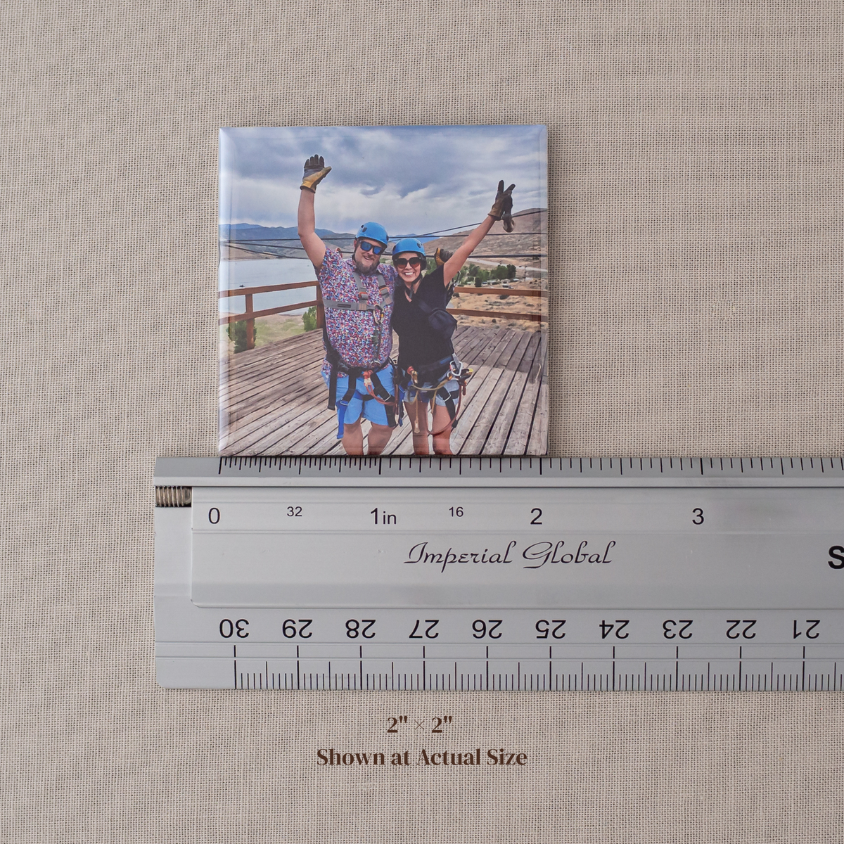 2x2 photo magnet size guide with ruler
